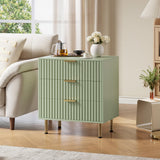 Garvee commode verte à 3 tiroirs, en bois à façade cannelée, pour la chambre et le salon, imperméable, sûre et écologique