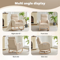 Fauteuil à bascule Garvee pour chambre d'enfant avec repose-pieds, tissu à motifs peluche, ergonomique, structure en bois robuste, salon et chambre, multicolore