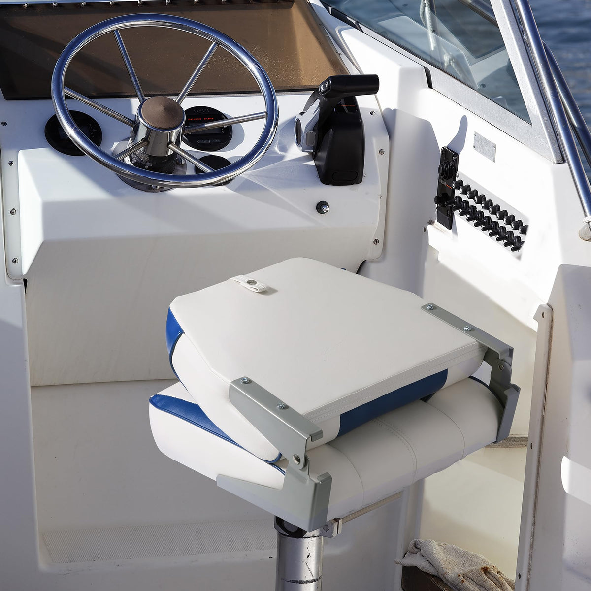 Garvee lot de 2 sièges de bateau pliants à dossier bas, rembourrage épais, PVC résistant aux intempéries, charnières aluminium, noirs