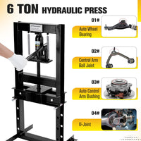 Presse hydraulique Garvee 6T, cadre en H, soupape de sécurité réglable en acier, atelier de métallurgie automobile
