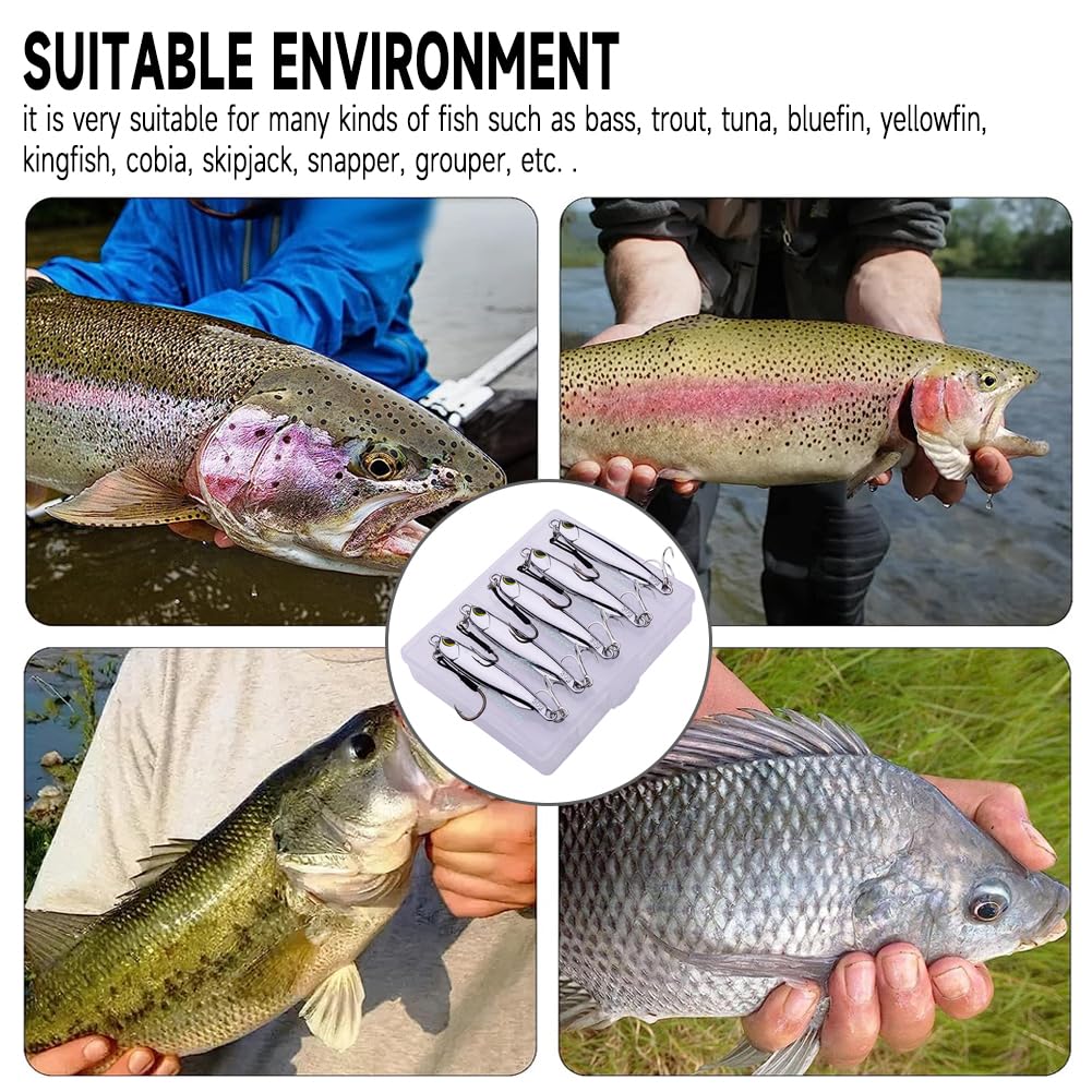 Ensemble de 5 leurres de pêche 3D Garvee avec yeux à 360°, réfléchissants, 2 hameçons, 30 g, pour eau douce et eau salée, réalistes, durables et polyvalents.