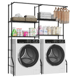 Garvee Étagères de Rangement au-dessus Lave-linge Sèche-linge 4 Niveaux Ajustables Métal Antirouille Noir Pour Buanderie