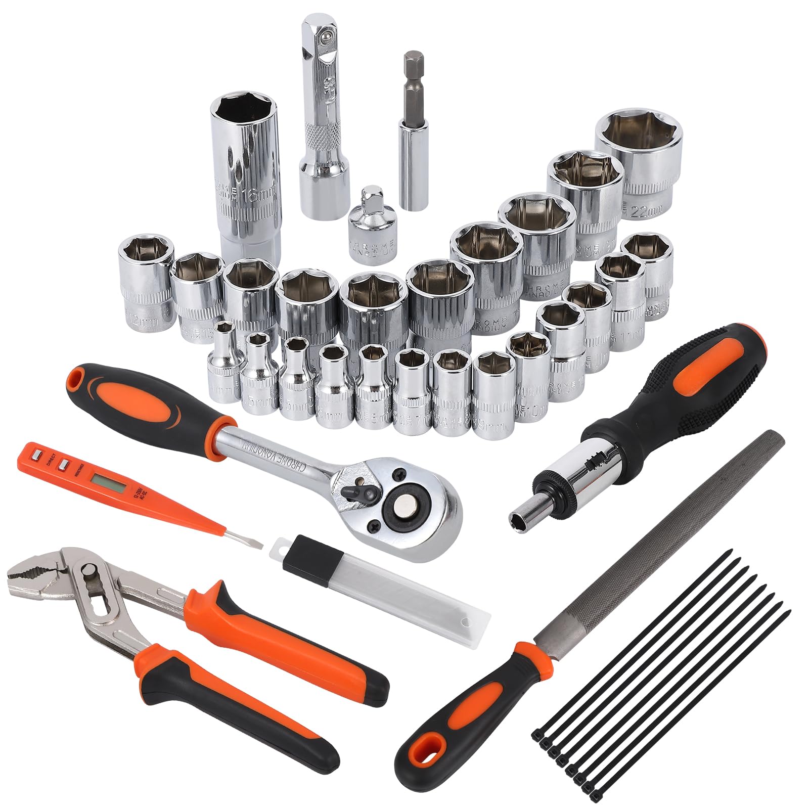 Coffret d'outils Garvee 236 pièces avec cliquet et tournevis pour réparation automobile et bricolage, poignées en acier et TPR, portable, coffret en plastique, 45 cm, noir