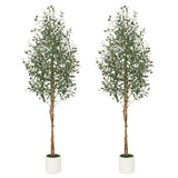 Garvee Faux Olivier 1,8m Arbre Artificiel Intérieur Avec 2 Trunks Bois Naturel Feuilles Soie Pot Blanc Décor Salon Ajustable Sans Entretien - 