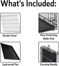 Cage de transport Garvee 122 cm avec tiroir, pliable, en tube d'acier, double porte, portable pour petits animaux, idéale pour les voyages et la maison, 122 x 76 x 81 cm, noire