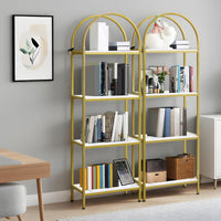 Garvee étagère à 4 niveaux avec arche, structure en métal, robuste, idéale pour le salon et le bureau, 183 × 61 × 30 cm, design moderne