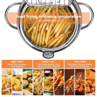 Friteuse Garvee en acier inoxydable 304, panier d'égouttage, compatible induction, finition polie miroir, contrôle de la température, cuisson saine, friture.