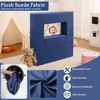 Canapé de jeu Garvee pour enfants, 6 pièces, modulable, bleu marine, revêtement en microfibre douce, mousse haute densité, idéal pour la salle de jeux, 99 x 51 x 41 cm
