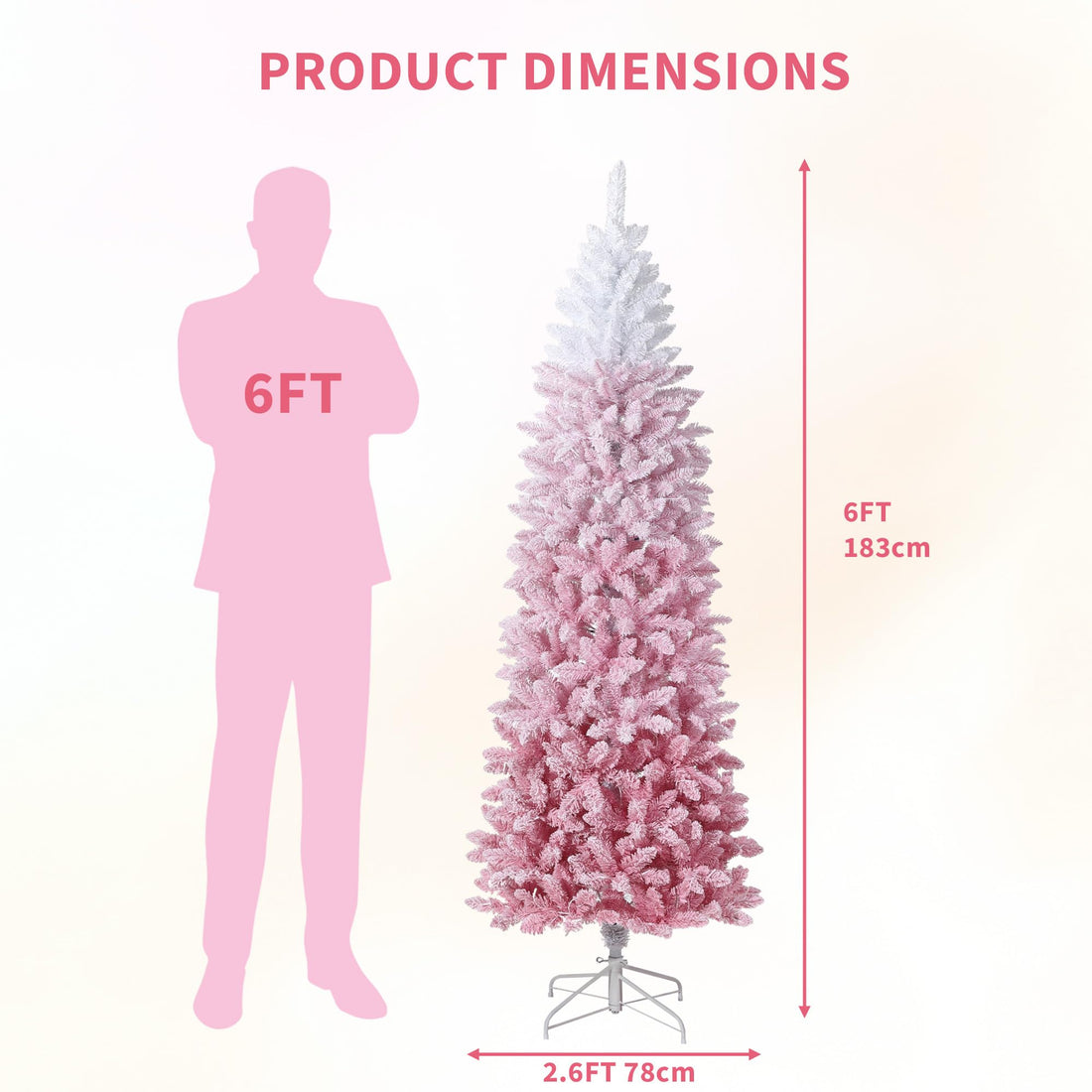 Sapin de Noël étroit Garvee de 180 cm avec 230 LED (blanc chaud et couleurs) pour salons et petits espaces