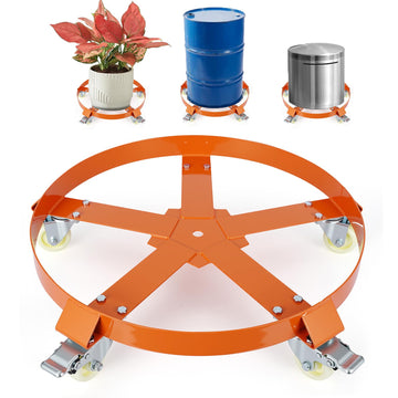 Chariot porte-fûts Garvee de 55 gallons – Châssis en acier galvanisé, système anti-basculement, freins et roues pivotantes, capacité de 567 kg
