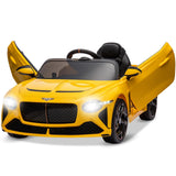 Garvee Voiture électrique 12 V Bentley Bacalar pour enfant, portes papillon, LED, suspension, télécommande parentale, sécurité, musique, 3-6 ans, extérieur, jaune - Jaune