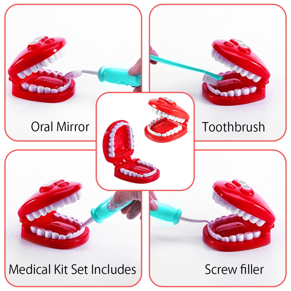 Garvee Jouet de dentiste - Coffret de docteur pour enfants - 20 pièces - Outils réalistes en plastique - Jeu de rôle pour la classe préscolaire