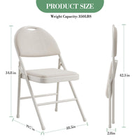 Ensemble de 6 chaises pliantes Garvee avec coussins, structure en métal, pliables pour le bureau et l'extérieur, revêtement en similicuir, pieds antidérapants, empilables