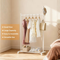 Portant à vêtements en métal Garvee avec roulettes, capacité de charge de 54 kg, roulettes pivotantes à 360°, blanc, pour chambre et salon, robuste et polyvalent