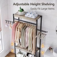 Étagère à linge Garvee 76 cm avec étendoir, réglable, 4 niveaux, bois et acier, pour lave-linge, salle de bain et buanderie, gain de place, 71 cm, couleur naturelle