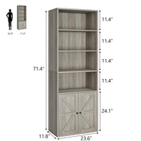 Garvee bibliothèque avec portes, style industriel, 6 étagères, design campagnard, bois, profondeur 30 cm, blanche, pour salon, bureau, chambre