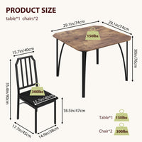 Ensemble table et chaises Garvee pour 2 personnes, design biseauté, chaises rembourrées en PU, structure en MDF et acier, compact, idéal pour les petits espaces, 111 x 70 x 78 cm, noir