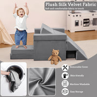 Garvee Canapé de jeu modulable enfant avec 12 blocs en mousse, dépliable, sûr et lavable, idéal chambre d’enfant et salle de jeux, coloris cordon matelassé