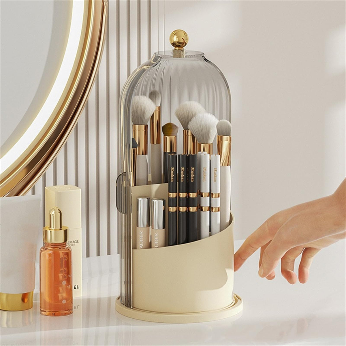 Garvee Organisateur de maquillage, rotatif à 360°, grande capacité, pour coiffeuse, bureau, salle de bain, noir