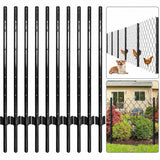 Garvee Poteaux de Clôture Métalliques 183 cm, 10 pièces, Acier Résistant Anti-Rouille avec Ancrages, Installation Facile, Vert Naturel pour Jardin - Noir