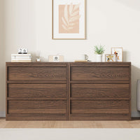 Commode Garvee à 3 tiroirs, noyer, offrant un grand espace de rangement pour la chambre, le salon et le couloir, 75 cm x 40 cm x 77 cm, design moderne