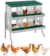 Garvee Nichoir à poules 6 compartiments, acier galvanisé, système de roulement, ventilé, sans outil, fixation murale, poulailler, jardin - vert | 6 compartiments