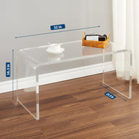 Table basse Garvee en acrylique transparent en forme de U, 81 x 40 x 42 cm, idéale pour salon ou terrasse.