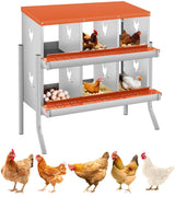 Garvee Nichoir pour poules, 6 compartiments, acier galvanisé, système à roulettes, fixation murale, pour élevages avicoles, larges ouvertures de ventilation, facile à nettoyer - Orange | 6 compartiments