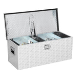 Garvee Coffre à outils 91 × 38 × 38 cm en aluminium avec plateau coulissant et poignées latérales pour utilitaires et camping-cars, argent - Argent