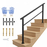 Garvee Main courante escalier pour 5 marches en acier renforcé, forme courbée, kit de montage pour porche jardin extérieur, blanche - Blanc
