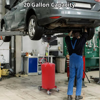 Bac de vidange d'huile Garvee de 75 litres (20 gallons) avec réglage en hauteur, pneumatique, robuste et équipé de roues pour atelier et garage.