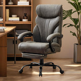 Garvee chaise de bureau confortable 227 kg avec accoudoirs relevables, cuir respirant, inclinable 90°-155°, repose-pieds, gris, bureau - Gris