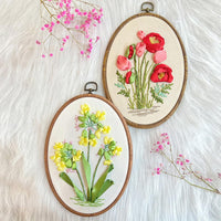 Kit de broderie Garvee pour débutants, motif floral 3D, comprenant tissu à broder, patrons, tambour à broder, fils, aiguille et un motif coloré.