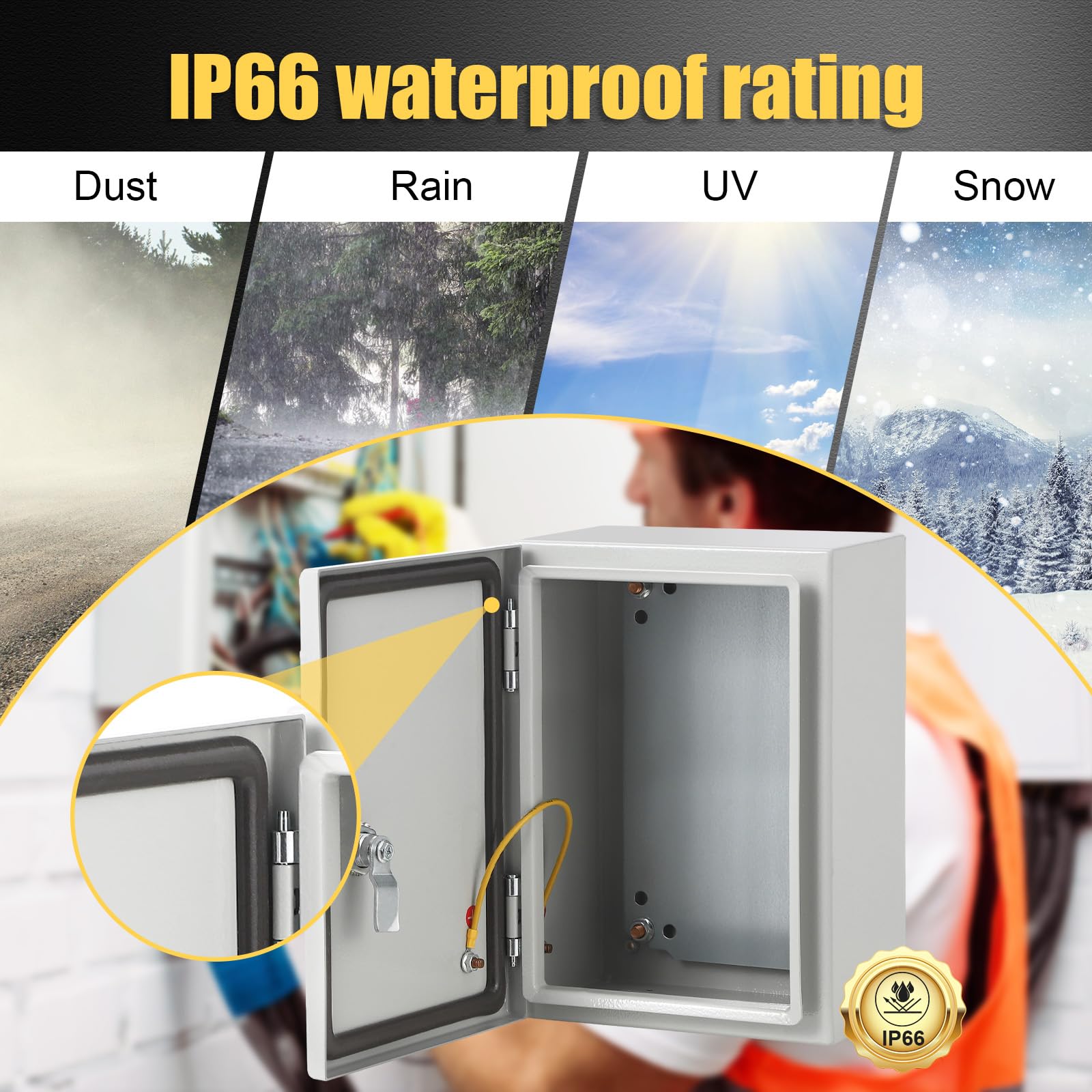 Boîtier en acier Garvee Nema 12 x 8 x 6 pouces, étanche à l'eau et à la poussière Nema 4X IP66, acier laminé à froid, pour une utilisation intérieure et extérieure, gris