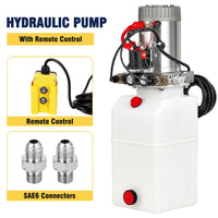 Groupe hydraulique double effet Garvee 12 V – Réservoir en plastique de 6 L, démarrage rapide et résistant à la corrosion pour remorques et plateformes élévatrices