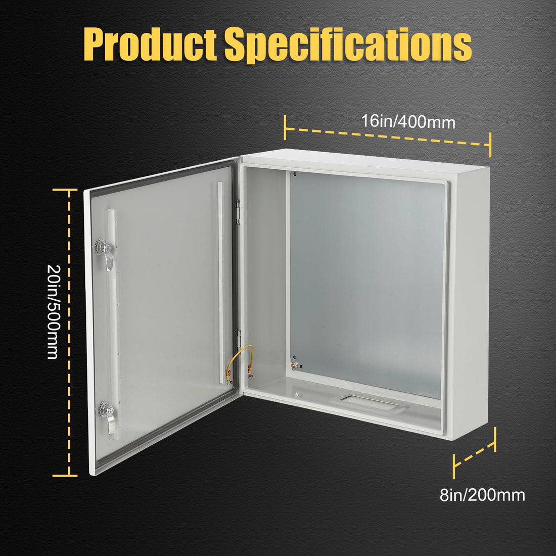 Garvee Boîtier en acier Nema 50,8 x 40,6 x 20,3 cm, étanche à l'eau et à la poussière IP66, charnières robustes en acier laminé à froid pour plaque
