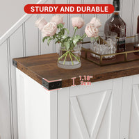 Garvee buffet de cuisine avec portes, étagère réglable, style campagnard, pour cuisine, salon, salle à manger, blanc et brun