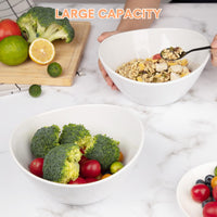 Ensemble de 4 grands bols ovales en porcelaine Garvee de 1,25 L (42 oz), 20 cm (8 po), blancs, empilables de façon ergonomique pour la cuisine et la table.