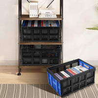Boîte pliante professionnelle robuste Garvee avec poignées tactiles, 55 L, 40 x 56 x 26 cm, bleue - Pliable, empilable, écologique