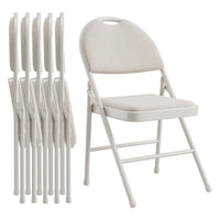 Ensemble de 6 chaises pliantes Garvee avec coussins, structure en métal, pliables pour le bureau et l'extérieur, revêtement en similicuir, pieds antidérapants, empilables