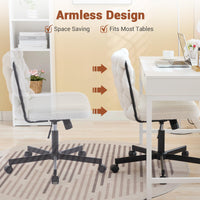 Garvee chaise de bureau criss cross à roulettes, assise large, sans accoudoirs, pivotante, structure en métal, pour ordinateur et coiffeuse, 66 cm, noire