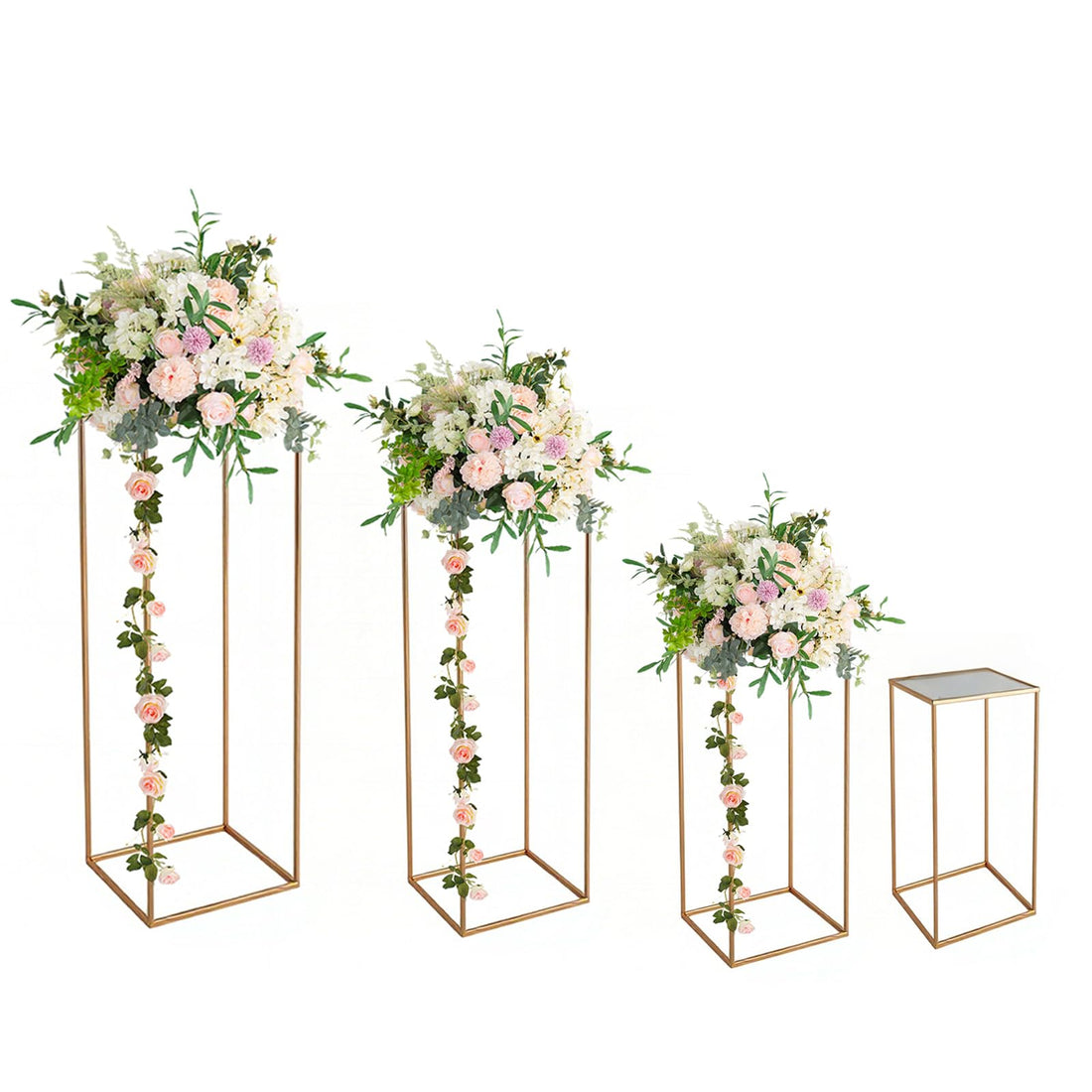 Vases de mariage Garvee en acrylique de haute qualité, colonnes dorées, design géométrique, différentes tailles, transparents, pour la décoration de mariages et de fêtes.
