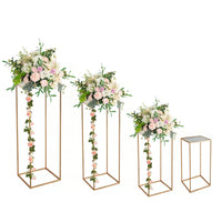Vases de mariage Garvee en acrylique de haute qualité, colonnes dorées, design géométrique, différentes tailles, transparents, pour la décoration de mariages et de fêtes.