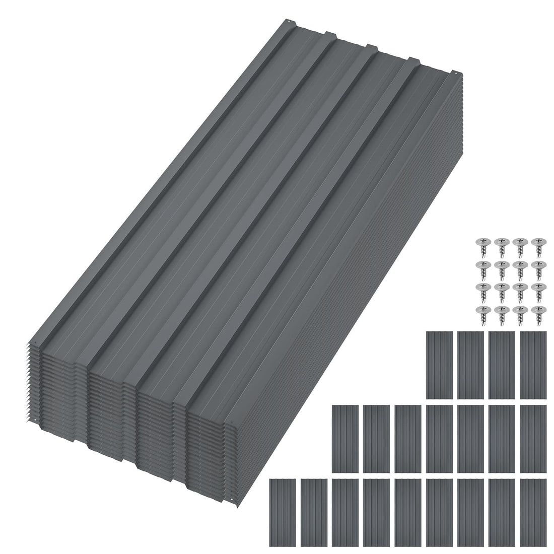 Tôles de toiture métalliques Garvee, 20 pièces, acier galvanisé, 0,25 mm, antirouille, imperméables, pour jardin et terrasse, 110 x 45 cm