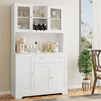 Armoire de cuisine Garvee de 18 cm de haut avec grands tiroirs, autoportante, style campagnard, finition bois blanc, pour salon et salle à manger
