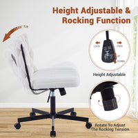 Garvee chaise de bureau criss cross à roulettes, assise large, sans accoudoirs, pivotante, structure en métal, pour ordinateur et coiffeuse, 66 cm, noire