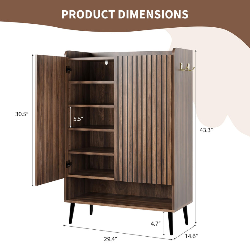 Meuble à chaussures en MDF de 15 mm avec pieds en bois massif et espace de 12 cm sous le meuble