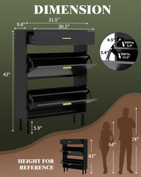 Meuble à chaussures étroit Garvee avec 3 tiroirs, étagères réglables, en MDF, stable et idéal pour l'entrée ou le couloir. Design moderne, coloris naturels.