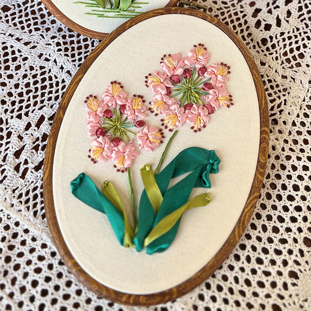 Kit de broderie Garvee pour débutants avec motif floral 3D, kit de broderie à faire soi-même comprenant tissu, tambour, fils et aiguilles, taille unique, multicolore