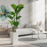 Garvee Monstera artificielle 137 cm avec pot blanc, branches ajustables, polyester et plastique, intérieur et extérieur - 1.37 m